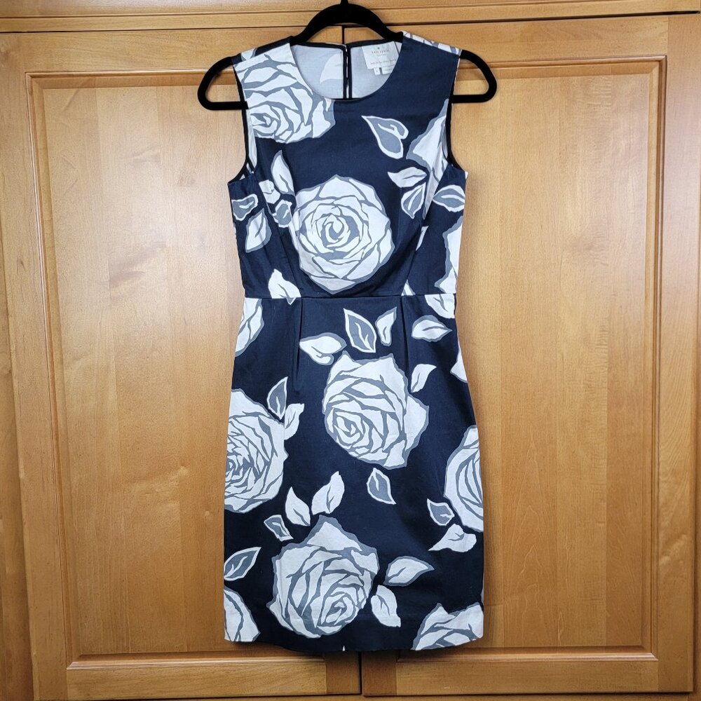 Kate Spade Aires Abbey Rose Floral Black and White Print Sheath Dress - 4